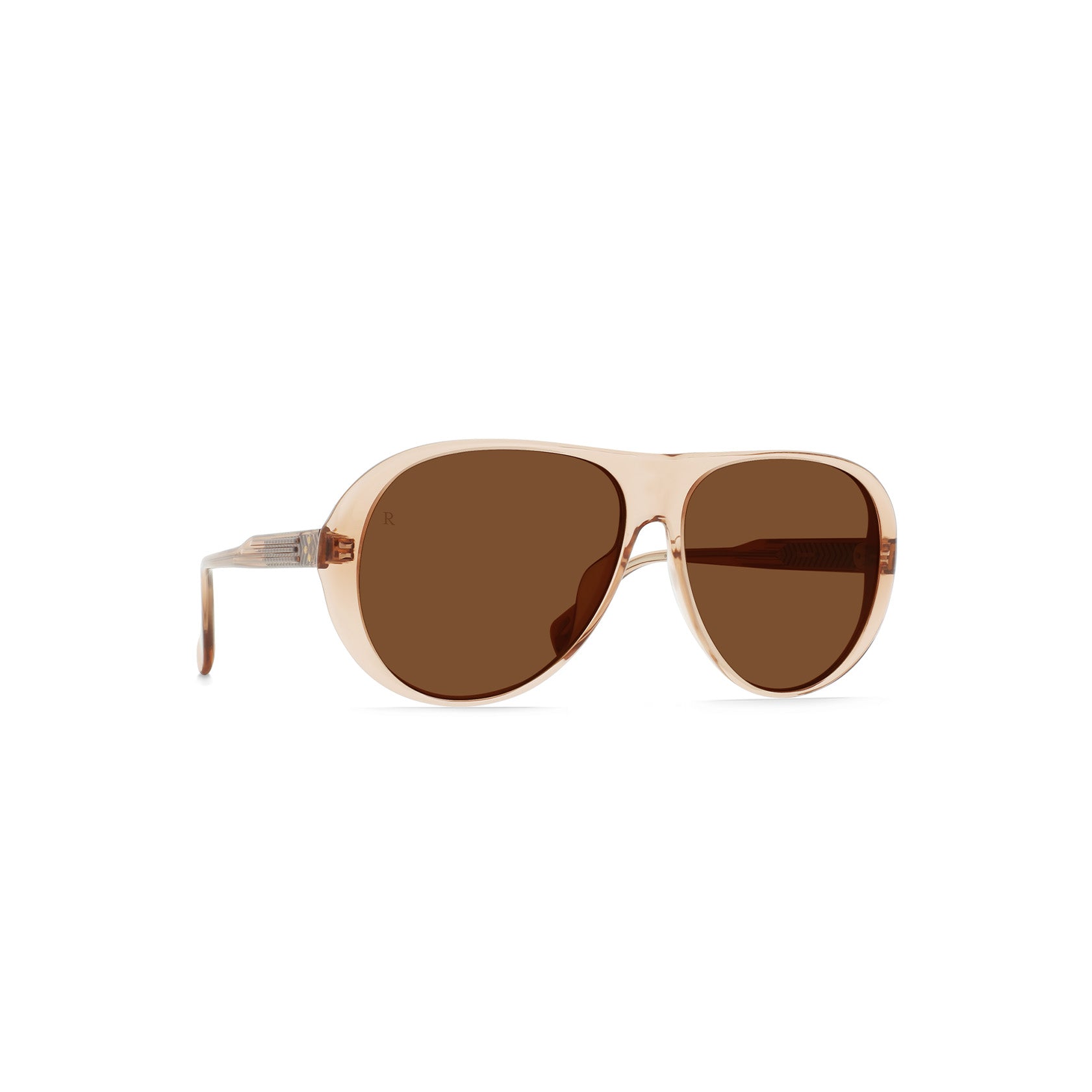 The Raen Optics Jenever, Diamond/Sedona aviator-style sunglasses feature beige frames and brown tinted lenses, shown against a white background.