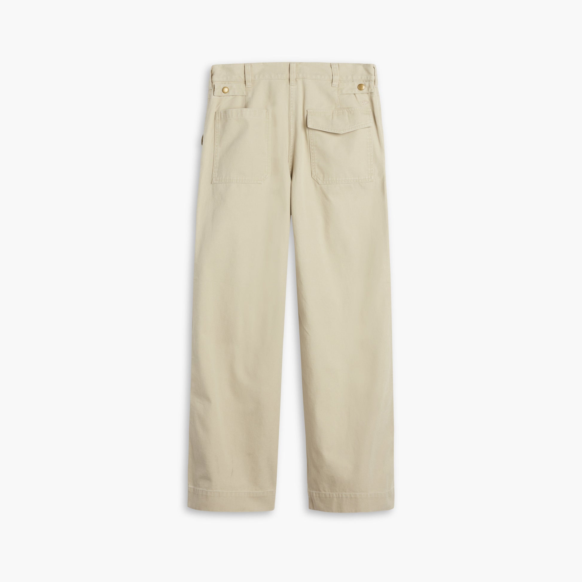 Dockers D-Series Utility Pant in beige, straight-leg style from the back, features two rear button-closure pockets and visible belt loops.