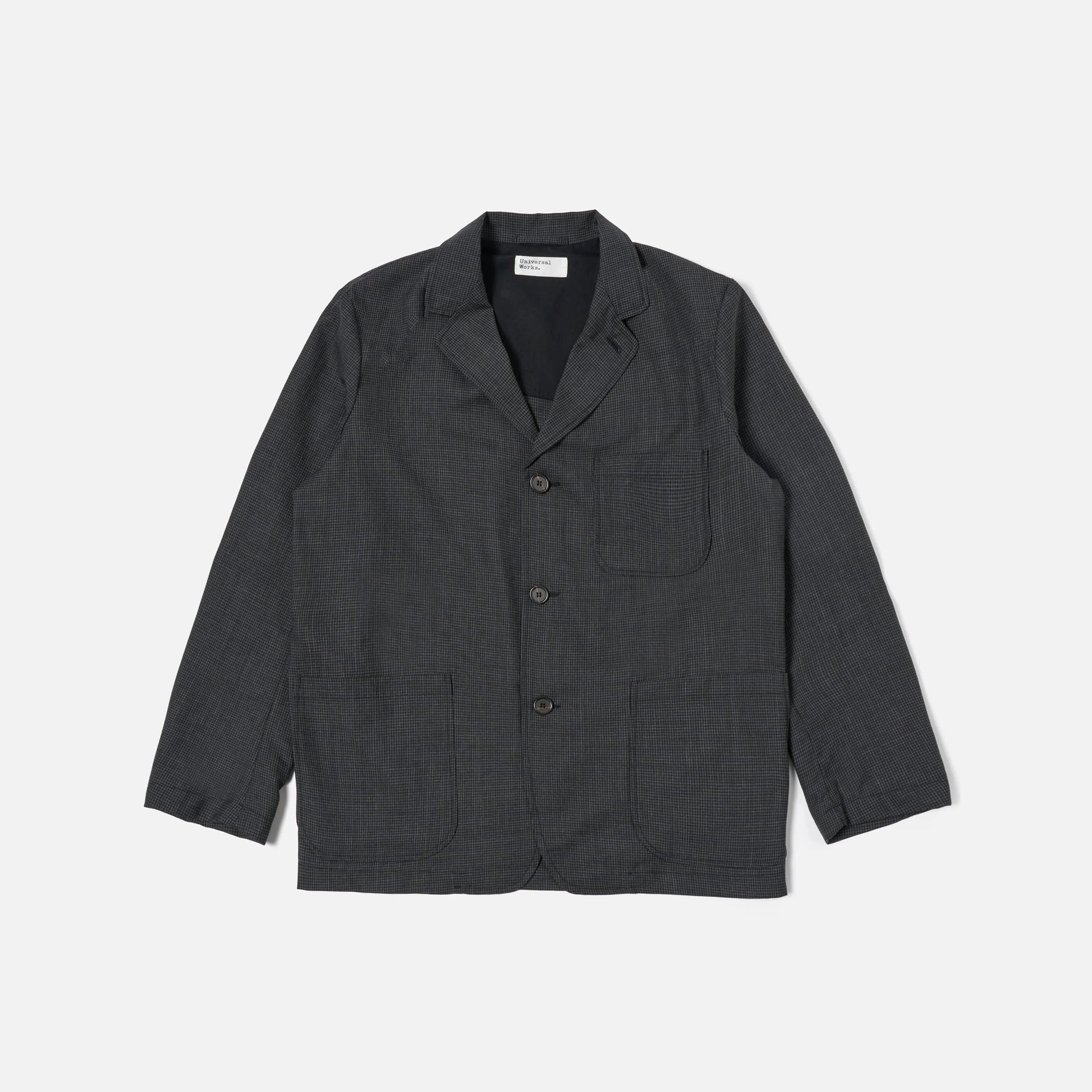 Mini Check Three Button Jacket, Black