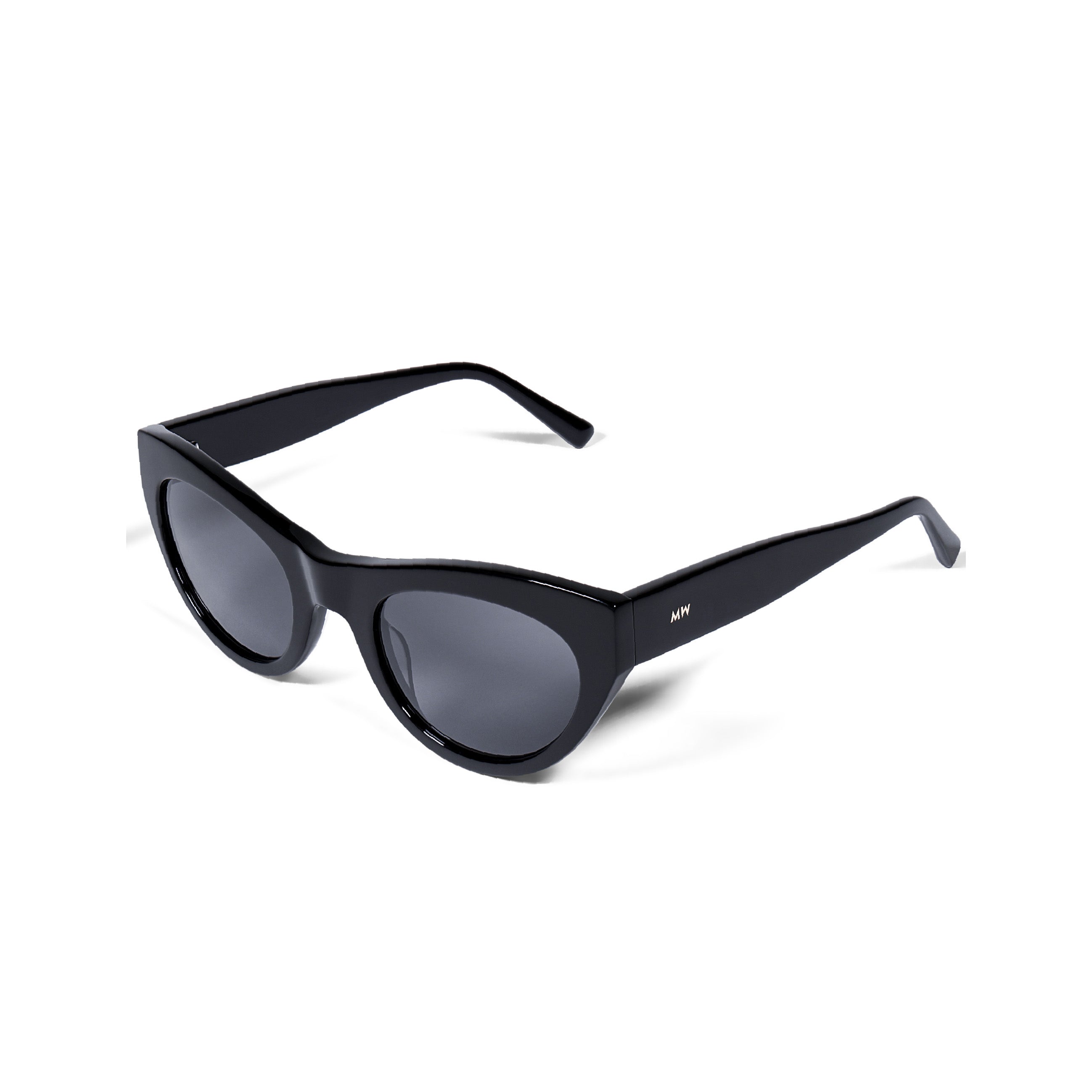 Messyweekend Donna sunglasses in Grey/Black feature cat-eye frames with dark lenses and thick borders, displayed on a white background.