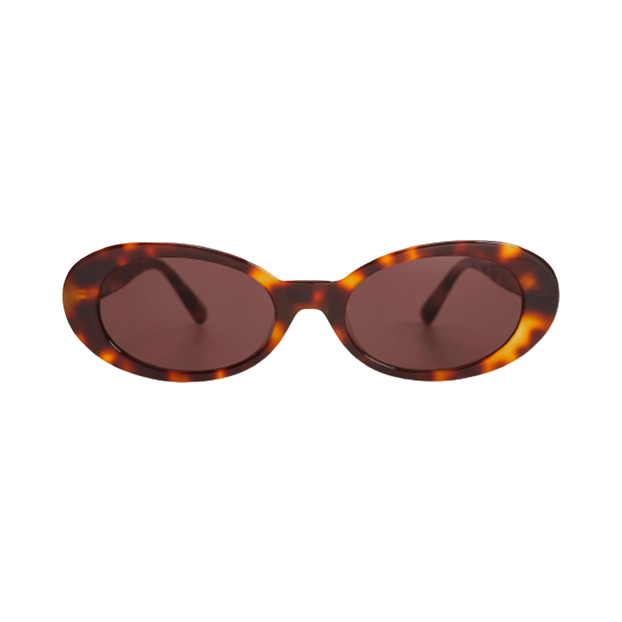The Kurt, Tortoise unisex sunglasses by Messyweekend feature a brown oval tortoiseshell acetate frame and dark-tinted UV400 lenses, shown front-facing against a transparent background.