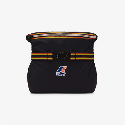 Navy blue K-Way Le Vrai 3.0 Claude crossbody bag with striped strap and breathable ripstop logo on the front, displayed against a white background.