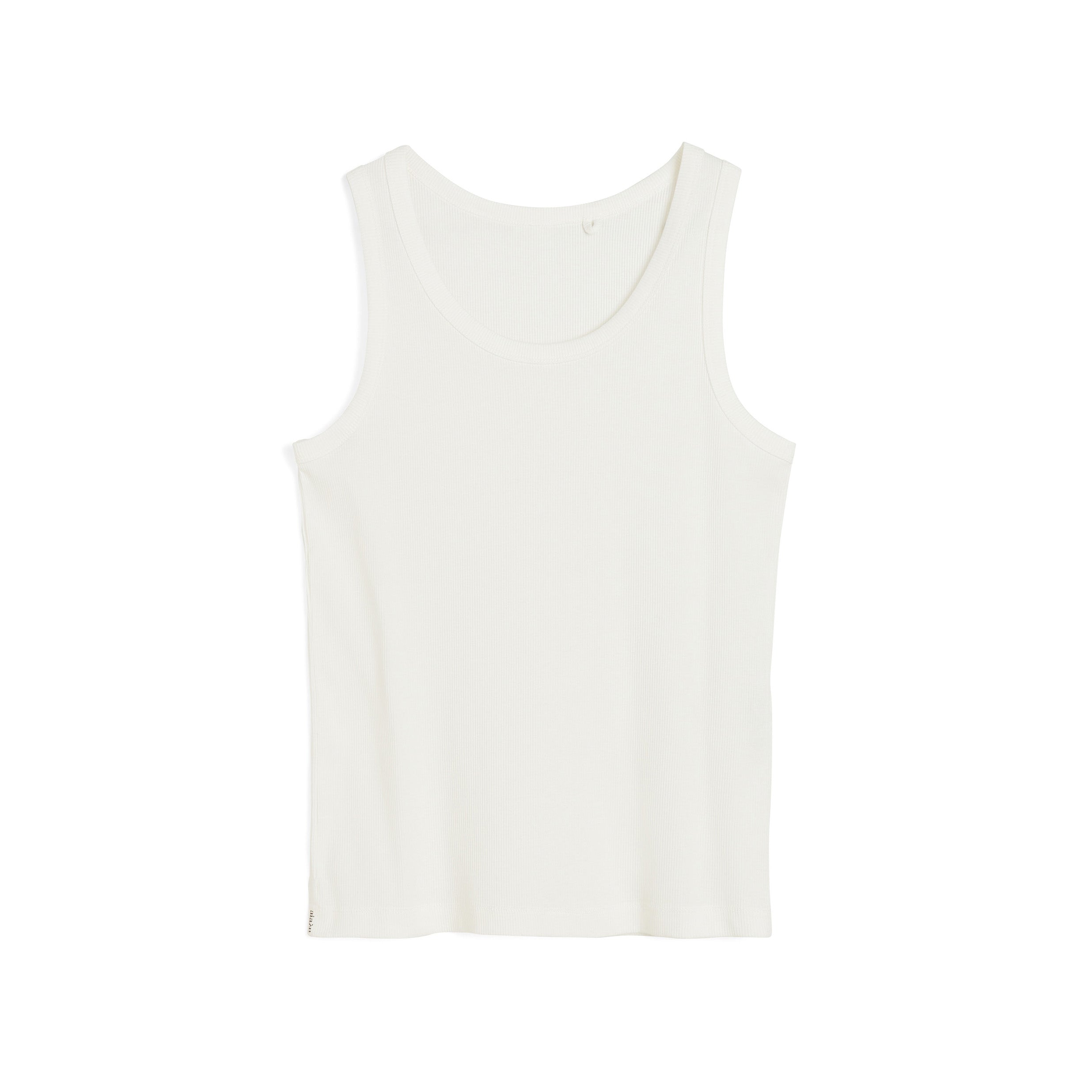 The Aiayu Rib Tank is a slim-fit style crafted from organic cotton in plain white, shown against a white background.