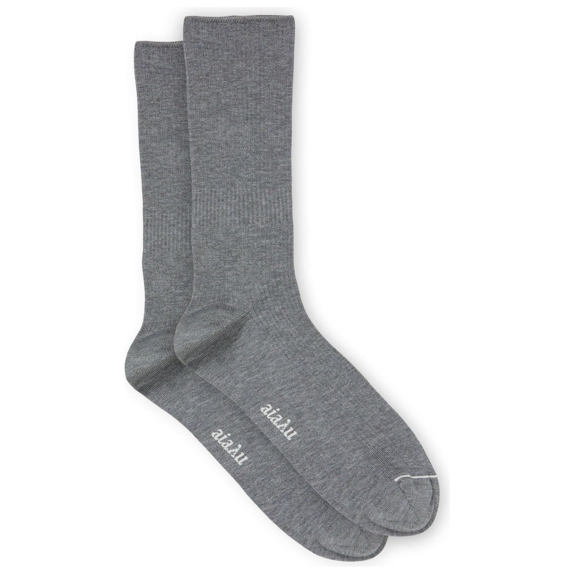 Aiayu W Socks Cotton Rib Socks, Grey Melange