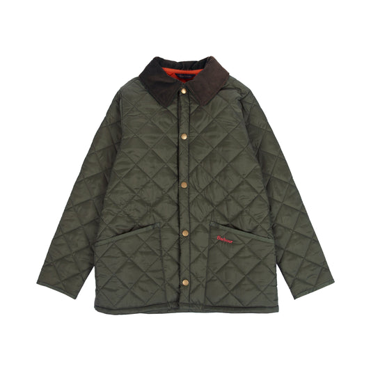 Barbour fw23 K Jacket B Liddesdale Quilt, Dark Olive / Red
