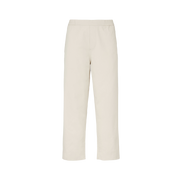 The Coco Pant Twill by Aiayu is a classic straight-fit beige trouser made from GOTS-certified organic cotton twill with an elastic waistband, shown on a plain background.