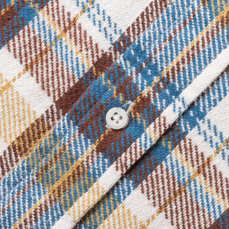 Gitman Vintage fw23 M Button Down L/S White Brushed Tripple Yarn Flannel Shirt, White/Yellow/Brown