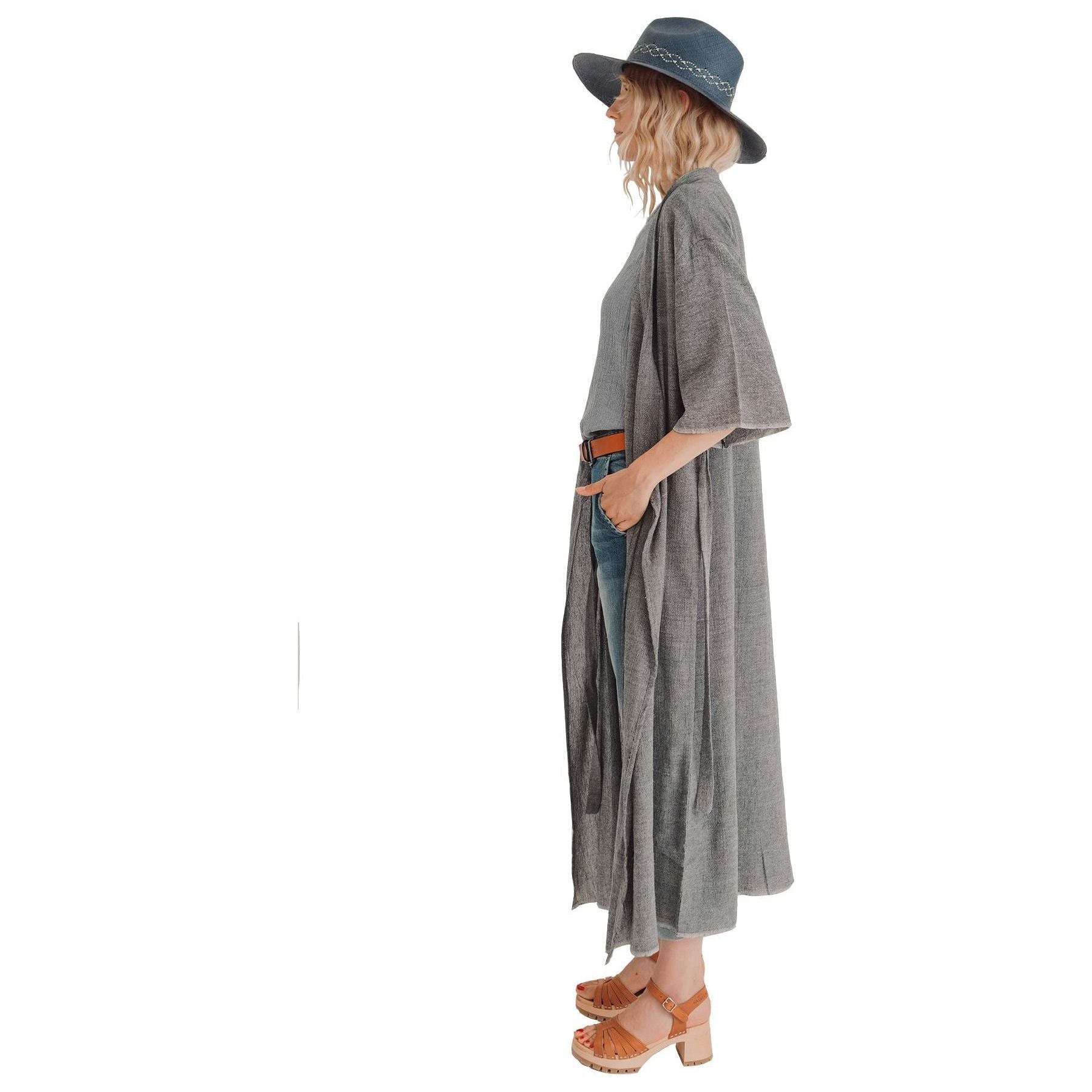 Loomist Dresses Sile Kimono Dress, Charcoal