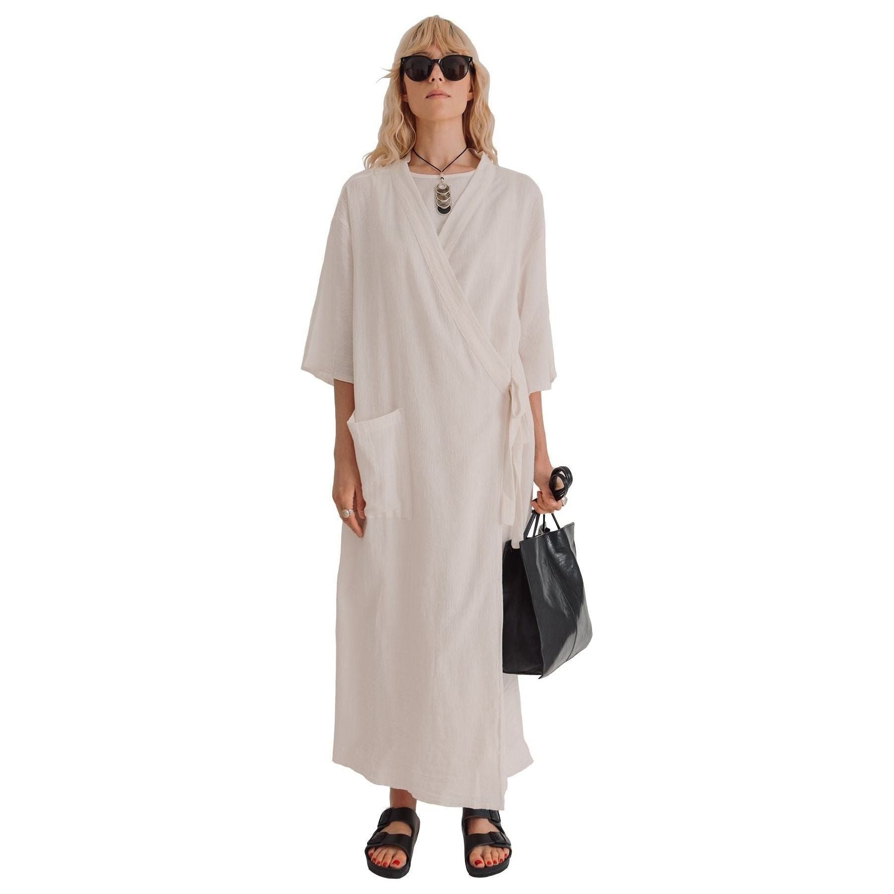 Sile Kimono Dress, Off White Sile Kimono Dress, Off White