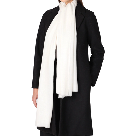 Me and K Blankets One Size Thick Cashmere Twill Scarf, Ivory