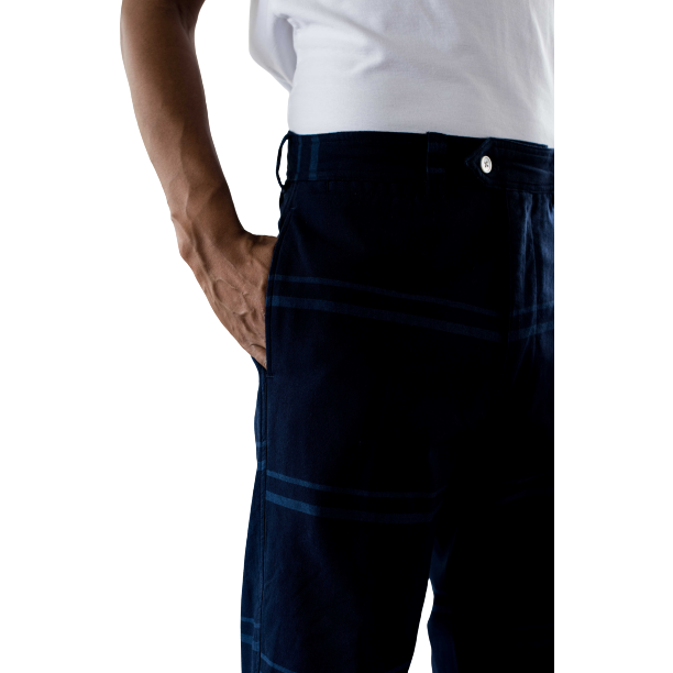 Original Madras Trading Co. M Dress Pant Madras Summer Trouser, Navy / Blue Stripe