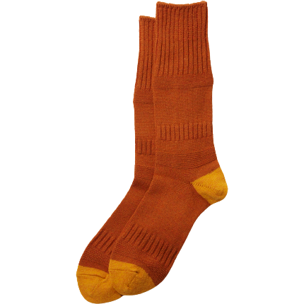 RoToTo Socks Guernsey Pattern Crew Socks, Brown/Yellow
