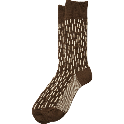 RoToTo Socks Rain Drop Crew Socks, Brown Pattern