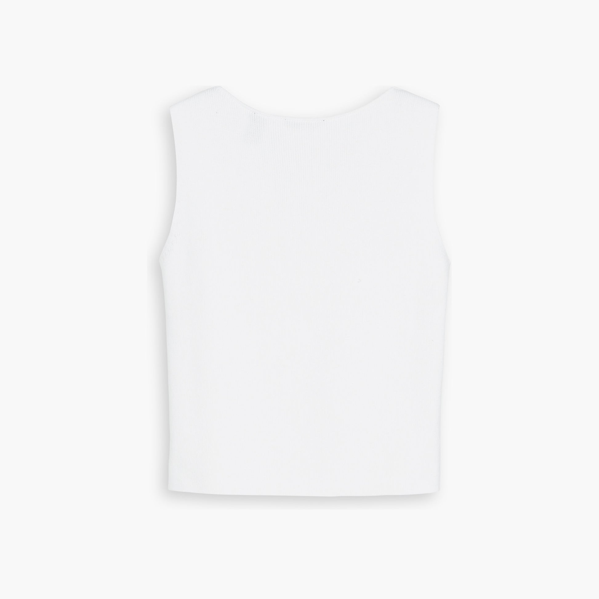 Back view of a plain white sleeveless Women's Sweater Tank from Dockers against a white background.