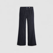 The Levis Stem Flare Trouser features dark blue denim with a high waist and wide-leg cut, shown against a plain white background.