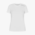 The Rohnisch Jacquard Short Sleeve Tee is a white T-shirt made from breathable, recycled polyester, featuring a subtle logo on the upper right shoulder against a plain backdrop.