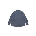The dark blue Kappy 2 Pocket Denim Shirt is a unisex button-up, shown laid flat from the back, and made from 100% cotton for ultimate comfort.