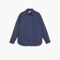 The Dockers Genderless 86 1-Pocket Shirt, LS is a relaxed fit, long-sleeved navy shirt with a button-up design. Made from durable cotton ripstop fabric, it includes a single chest pocket and a classic collar.