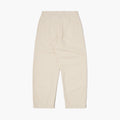 Universal Works Recycled Cotton Duke Pant in Ecru, high-waisted with straight legs, shown flat on a white background displaying the back with two rear pockets and belt loops.