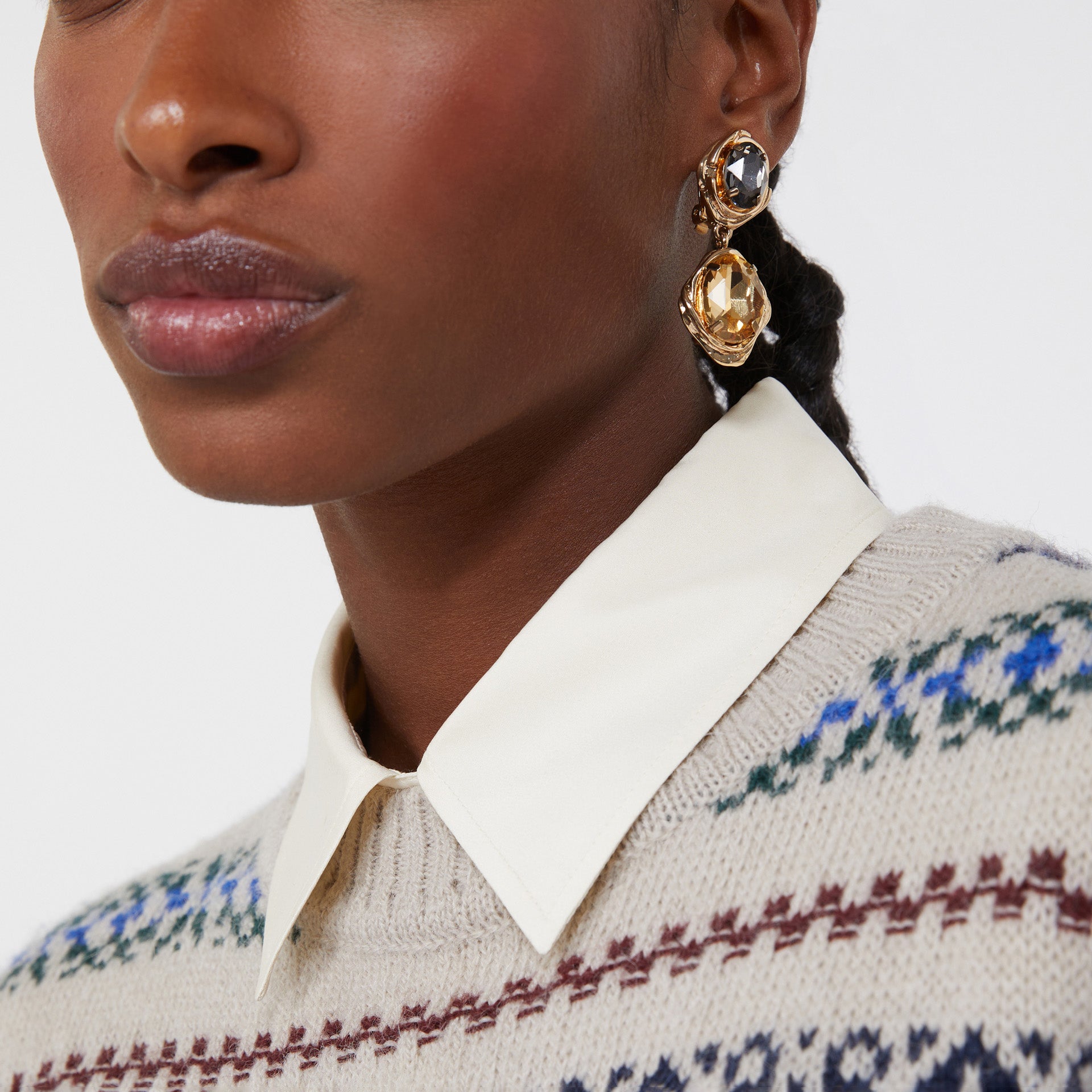 Rhinestone dangle earrings FASTO