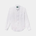 The Gitman Vintage White Linen Shirt, featuring long sleeves, a front pocket, and button-up design, is displayed laid flat on a plain background.