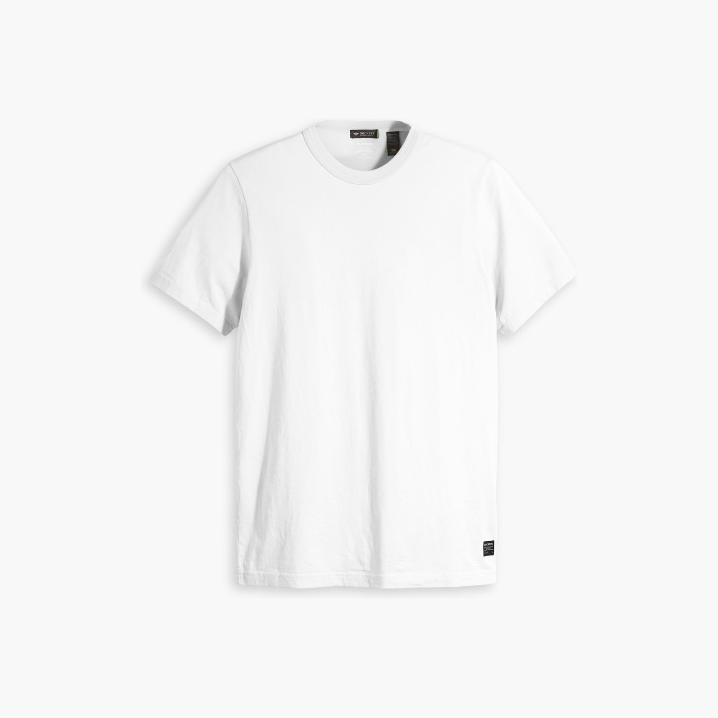 The Dockers Men's Crewneck Tee is a slim fit, plain white short-sleeve t-shirt crafted from soft Supima cotton for a classic look.