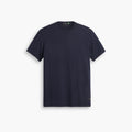 A Men's Crewneck Tee by Dockers in navy blue, short-sleeved and made from soft Supima Cotton, is displayed on a white background.