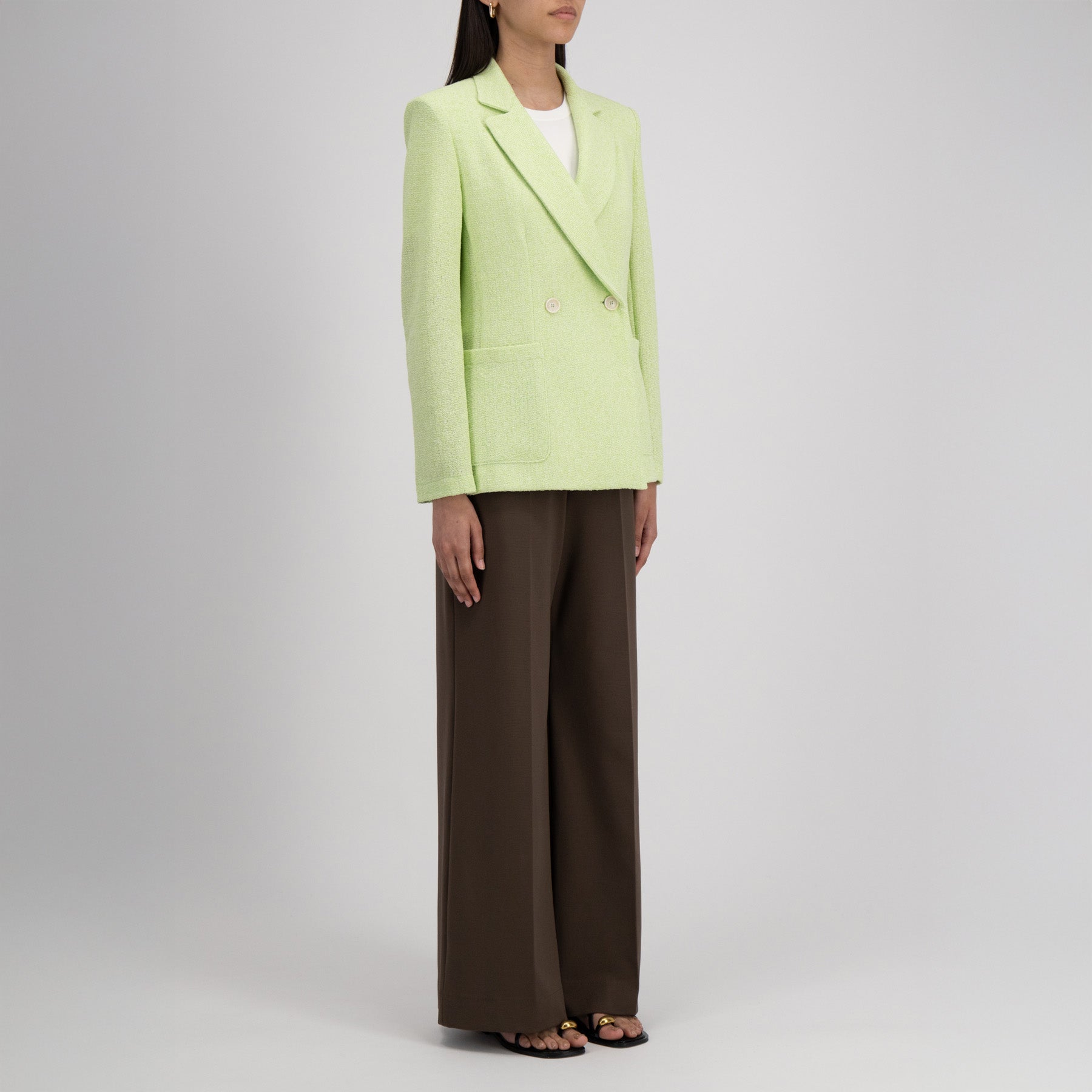 W Double Breasted Bicolor Blazer, Apple