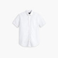 Dockers Men's Signature Shirt with Stain Defender, SS, is a white short-sleeve button-up featuring a front pocket and Comfort Flex Collar for style and ease. Its laid-flat Mechanical Stretch Twill fabric allows free movement without restriction.