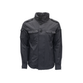 Nobis' Admiral Men's Jacket: A black button-up design with multiple pockets and a high collar, crafted with advanced fabric technology for enhanced durability.
