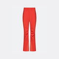 The Halfdays Alessandra Pant is a red, high-waisted, straight-leg ski pant featuring front buttons and two side pockets, shown against a plain white background.