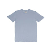The Jungmaven Basic Tee 3.6oz in Coastal Blue, made from a lightweight hemp-cotton blend, is shown laid flat on a white background.
