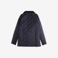 The Barbour Boys Liddesdale Quilted Jacket in black showcases a needlecord collar and side snap button details, displayed from the back against a plain white background.