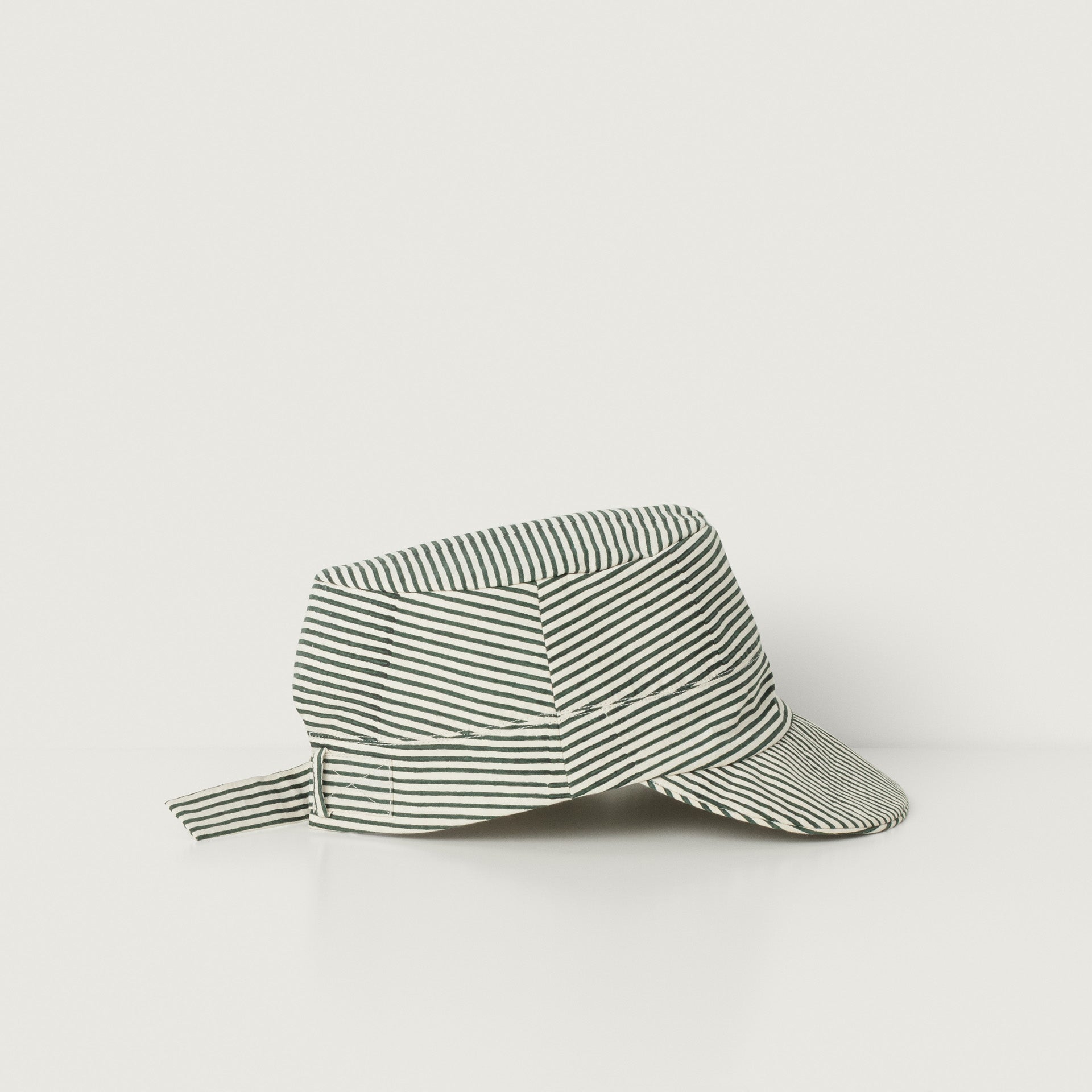 Cap, Block Print Green Stripe