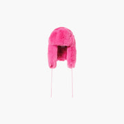 The Goldbergh Cher Fluffy Aviator Hat in Passion Pink is a cozy winter accessory featuring soft, fluffy material and stylish strings.