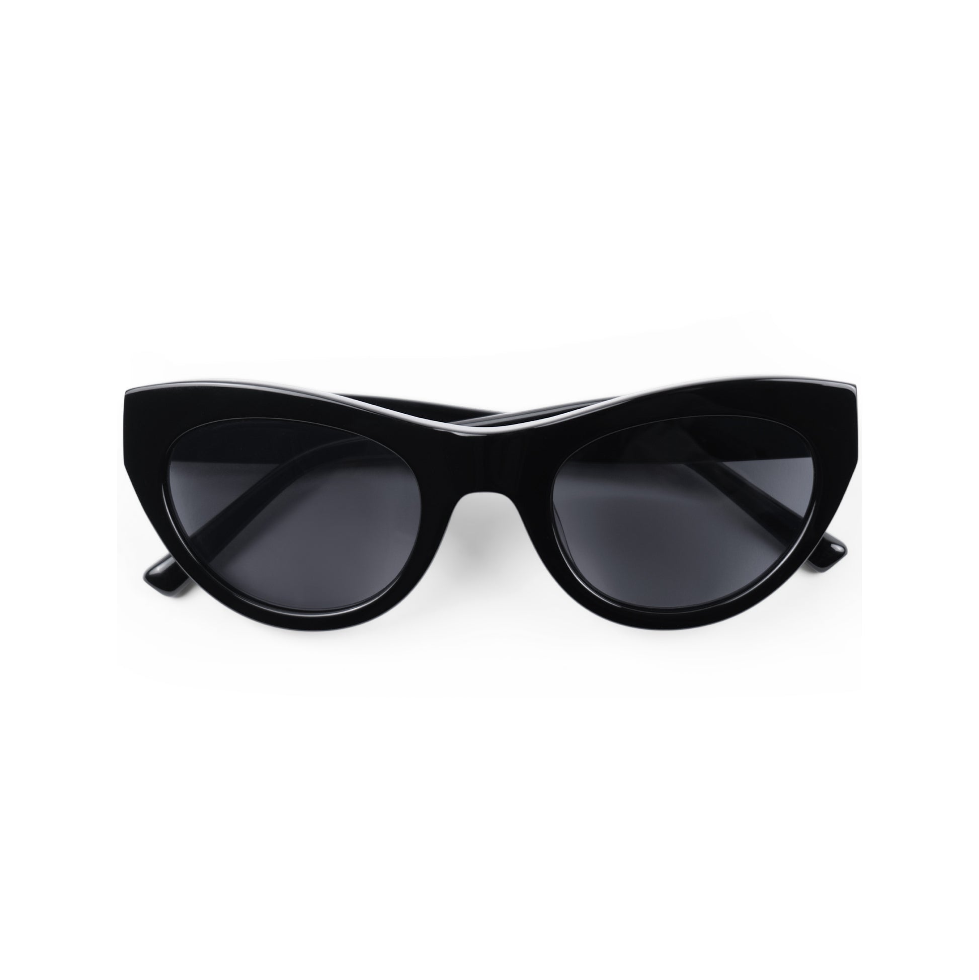 Messyweekend Donna sunglasses in Grey/Black, featuring a cat-eye shape and dark lenses, shown from the front on a white background.