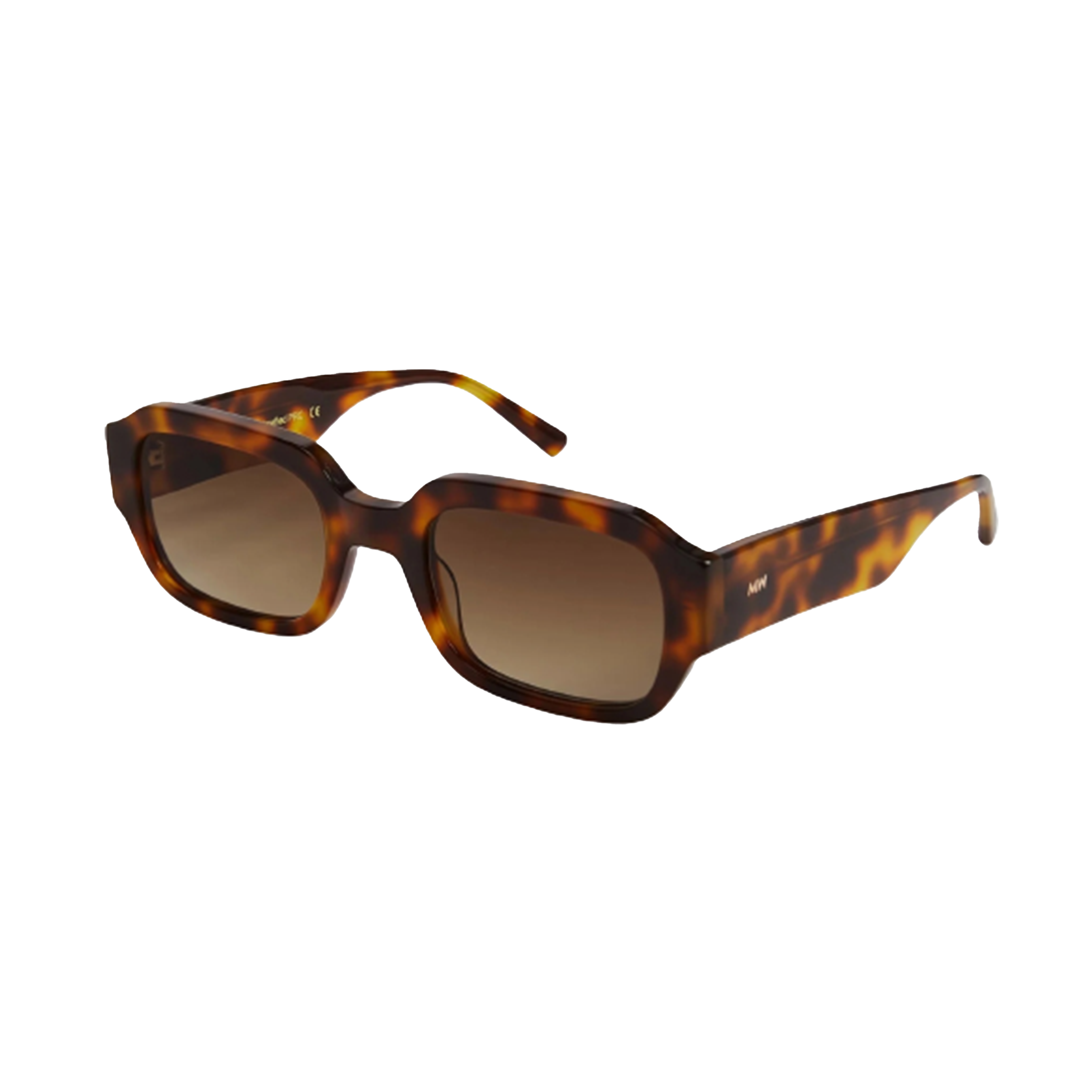 Introducing the Downey sunglasses by Messyweekend. These tortoise shell rectangular frames feature gradient brown lenses and are crafted from durable acetate, making them perfect for unisex wear. Displayed against a black background, these stylish sunglasses provide UV400 protection for superior eye comfort and safety.