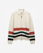 Dyer Bay Cardigan - White Natural/Green Bordeaux