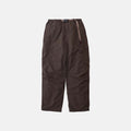 The Gramicci Nylon Runners are loose-fitting, dark brown pants with an adjustable waist belt, shown against a plain white background.