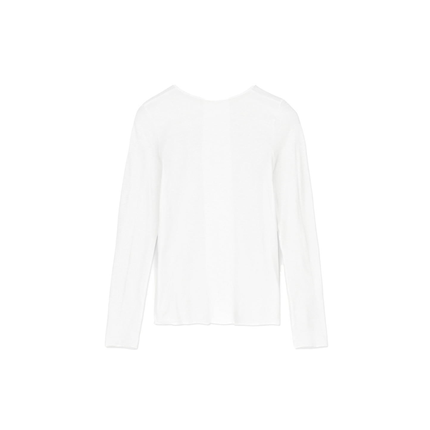 Displayed against a black backdrop, the Gentle LS T-Shirt by Aiayu is crafted from an exquisite blend of organic cotton in white.