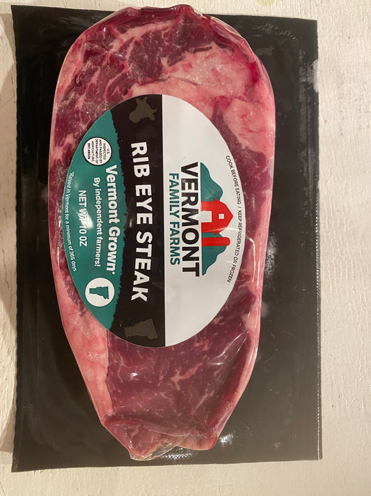 Packaged ribeye steak with a "Westerlind" label, showing weight and type on a black foam tray.