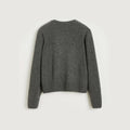 Back view of the Inga Sweater by Aiayu, showcasing its gray smooth-knit design with long sleeves and classic ribbed edges, set against a light background.