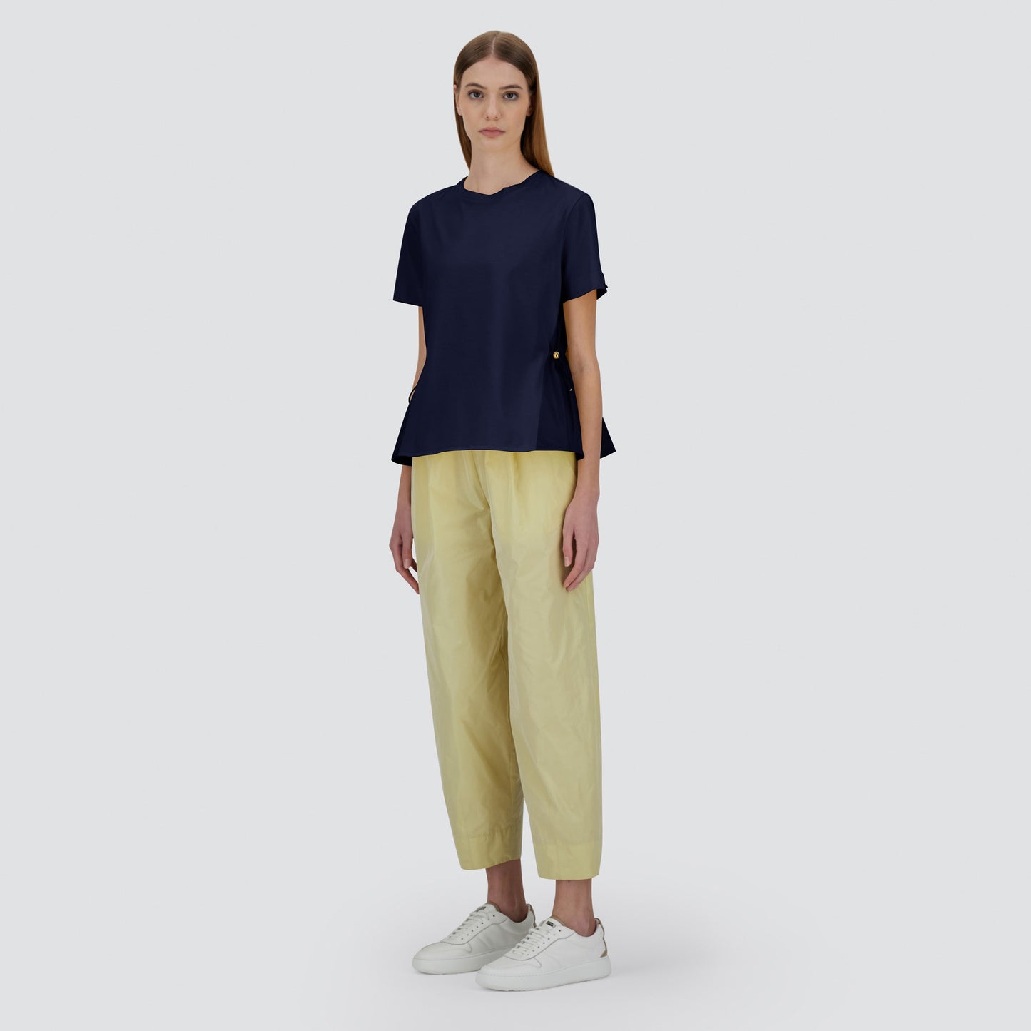 Mix Taffeta Ruffle Back T-Shirt