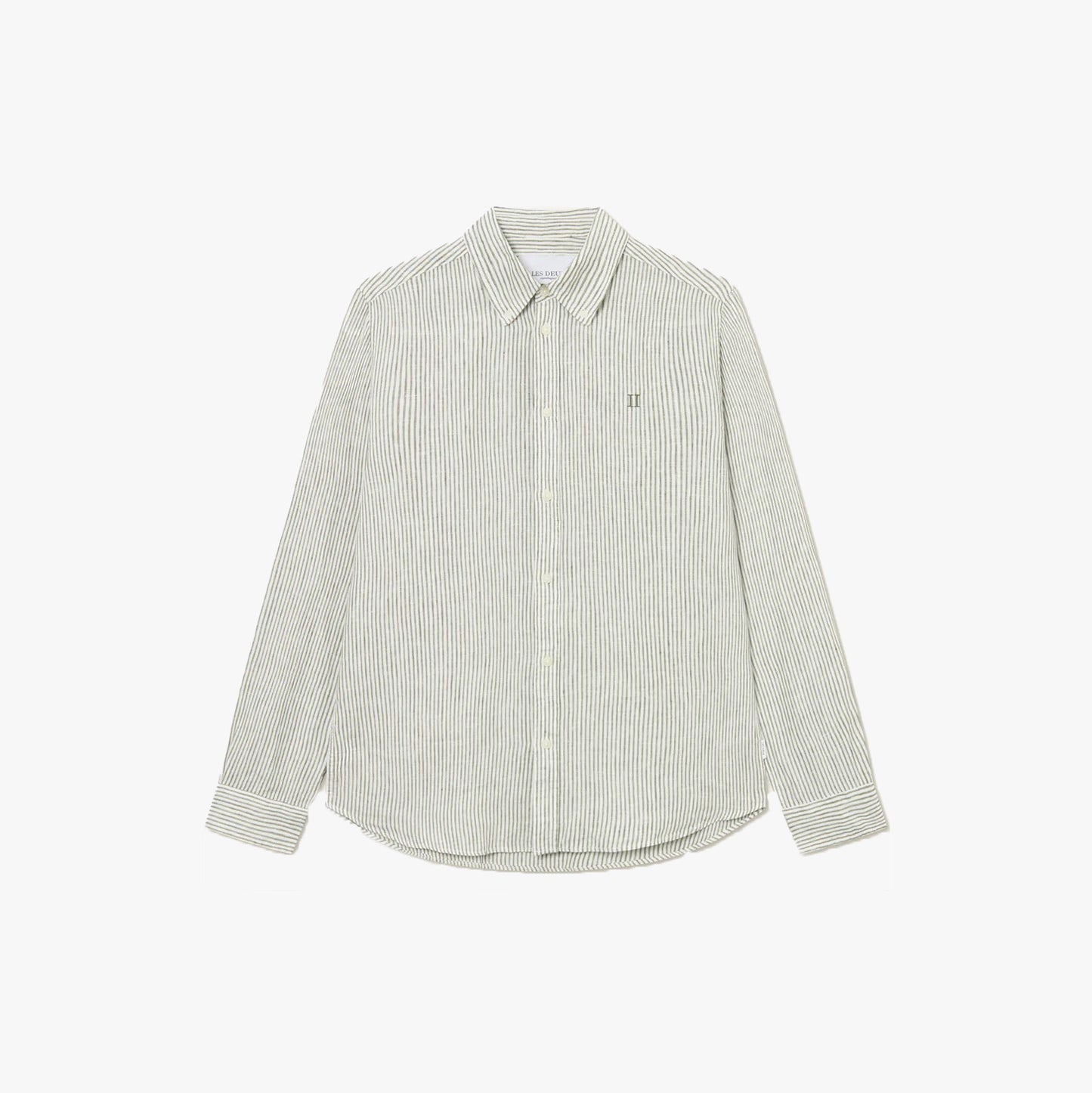 Kristian Linen B.D. Shirt, Light Ivory/Lichen Green