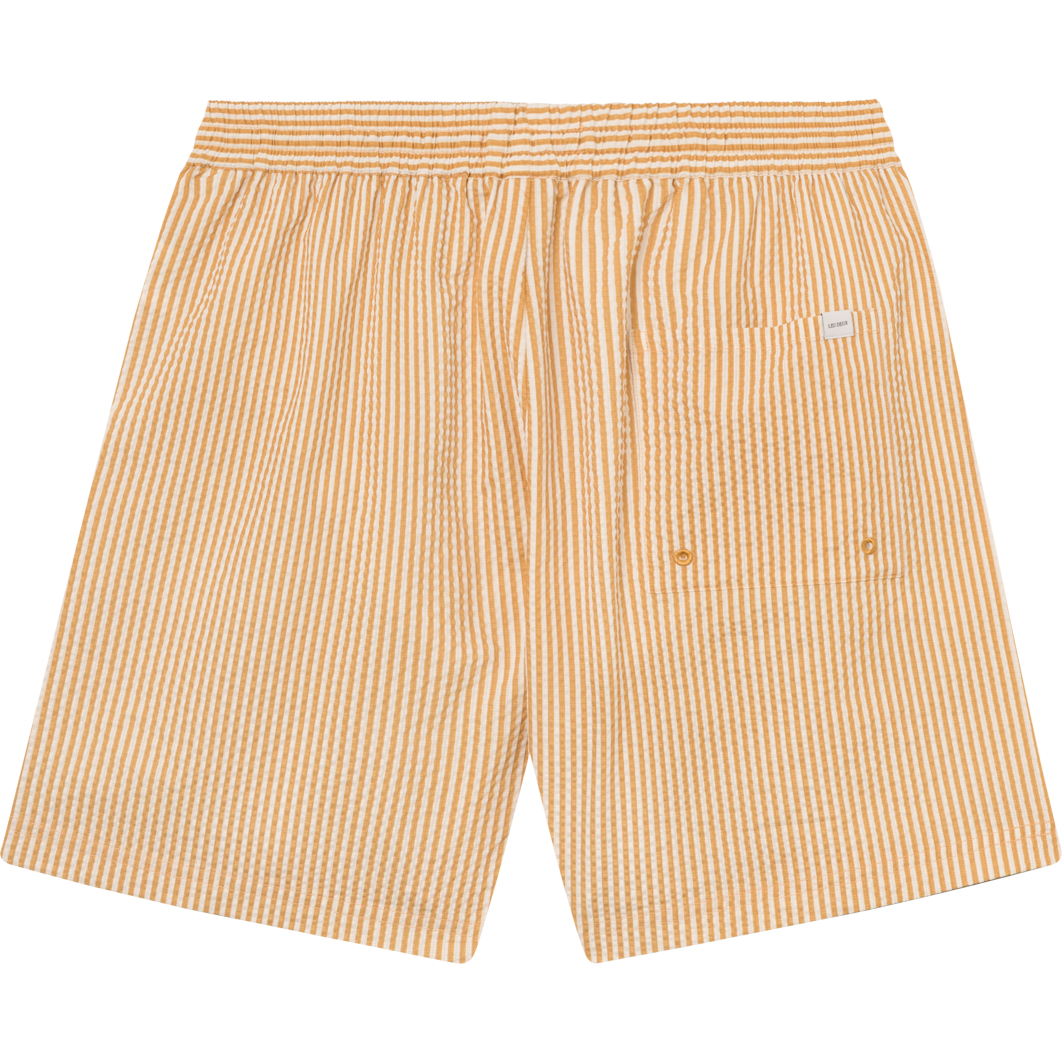 Stan Stripe Seersucker Swim Shorts, Mustard Yellow/Light Ivory