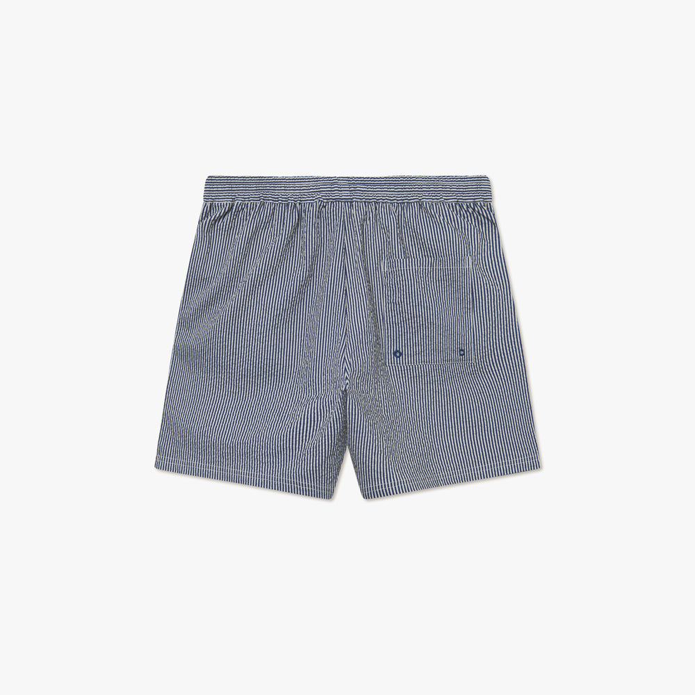 Stan Stripe Seersucker Swim Shorts, Light Sand/Blueprint