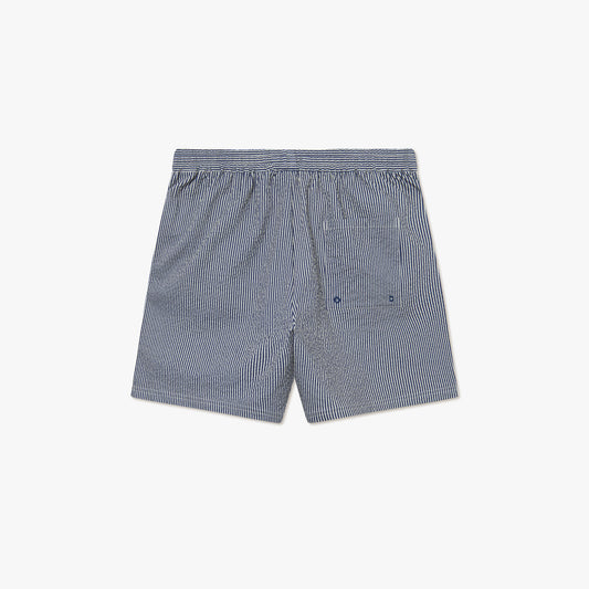 Stan Stripe Seersucker Swim Shorts, Light Sand/Blueprint