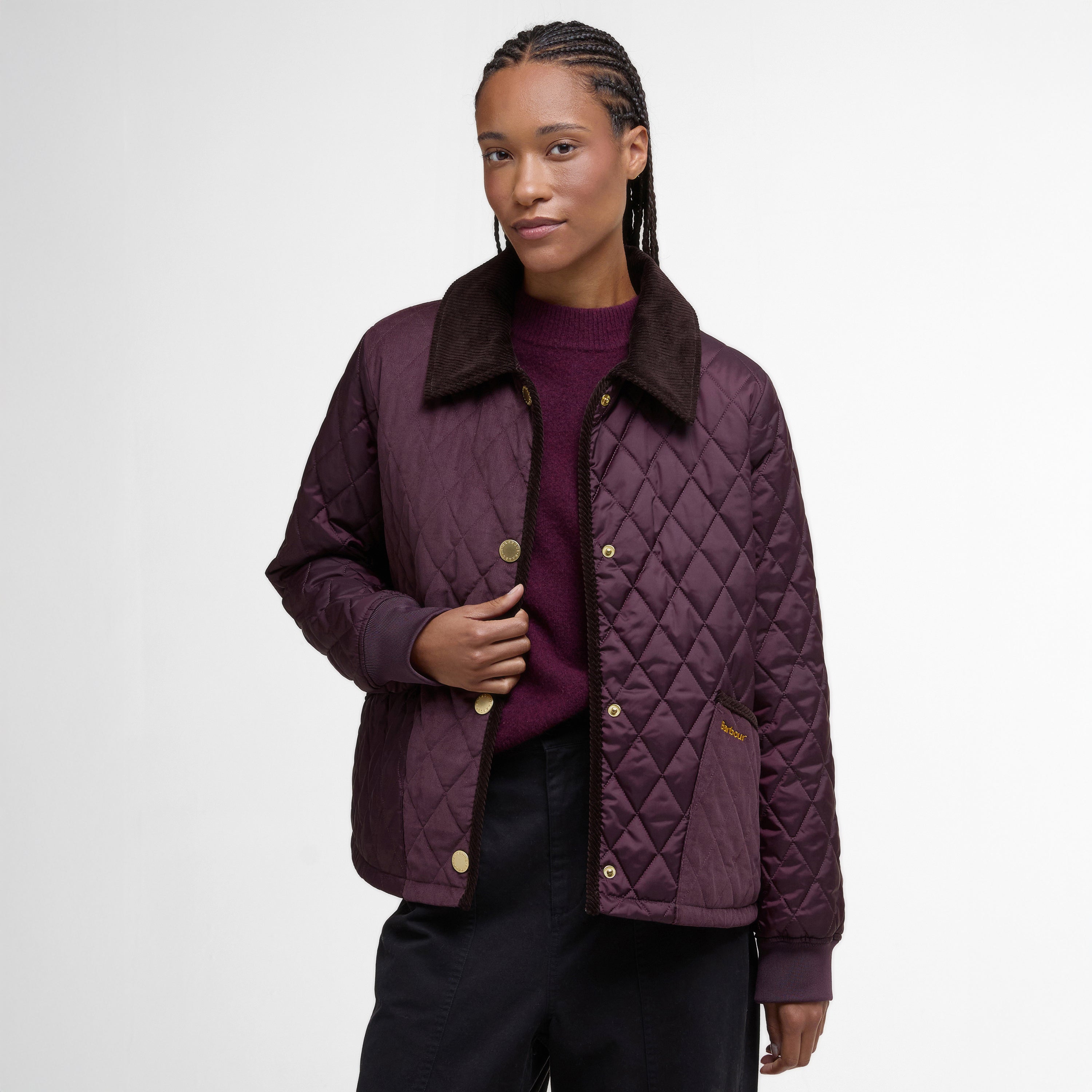 Marla Quilted Jacket - Black Cherry/Dark Brown