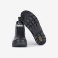 The Barbour Nimbus Chelsea Welly ankle boots, displayed upright and showing the tread pattern on the sole, provide a classic style with superior protection against wet conditions.
