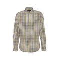 Barbour's Hallhill Performance Shirt is a classic long-sleeved, button-up with a green, blue, white, and brown check design. It’s made from performance fabric and includes a front pocket and smart collar.